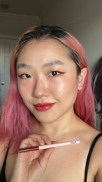Sarah Han after applying the Kulfi Underlined Kajal Eyeliner