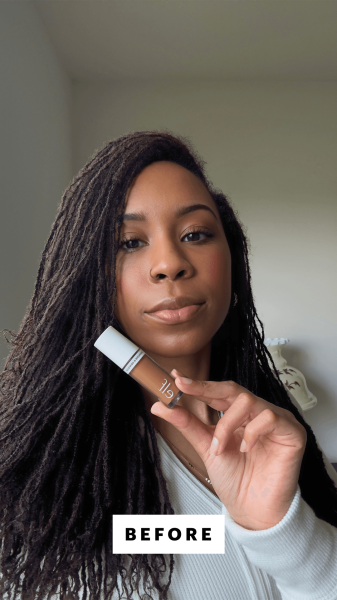 Selfie of Allure contributor Jailynn Taylor before applying the E.L.F. Camo Liquid Bronzer  Contour