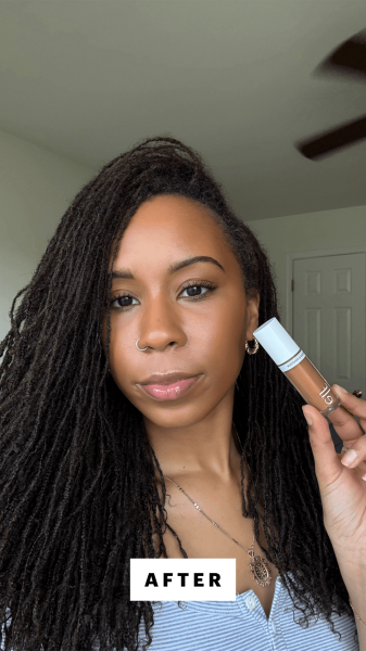 Selfie of Allure contributor Jailynn Taylor after applying the E.L.F. Camo Liquid Bronzer  Contour