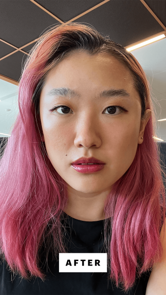 Selfie of Allure commerce editor Sarah Han after applying the Natasha Denona HySculpt Liquid Bronzer